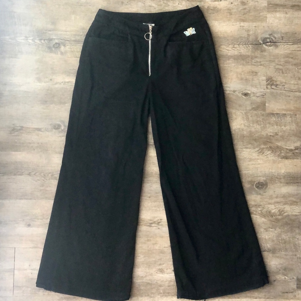 90s Y2K VTG Black Buggirl Raver Wide Leg Pants
